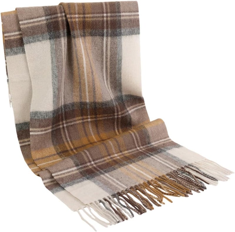 SKNSOFT Winter Wool Plaid Scarf for Men,Women Fashion Tartan Wrap Checkered Scarves - Image 2